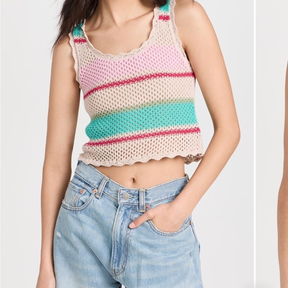 Z Supply Sol Crochet Striped Top: Size Small. Bohemian/70s style